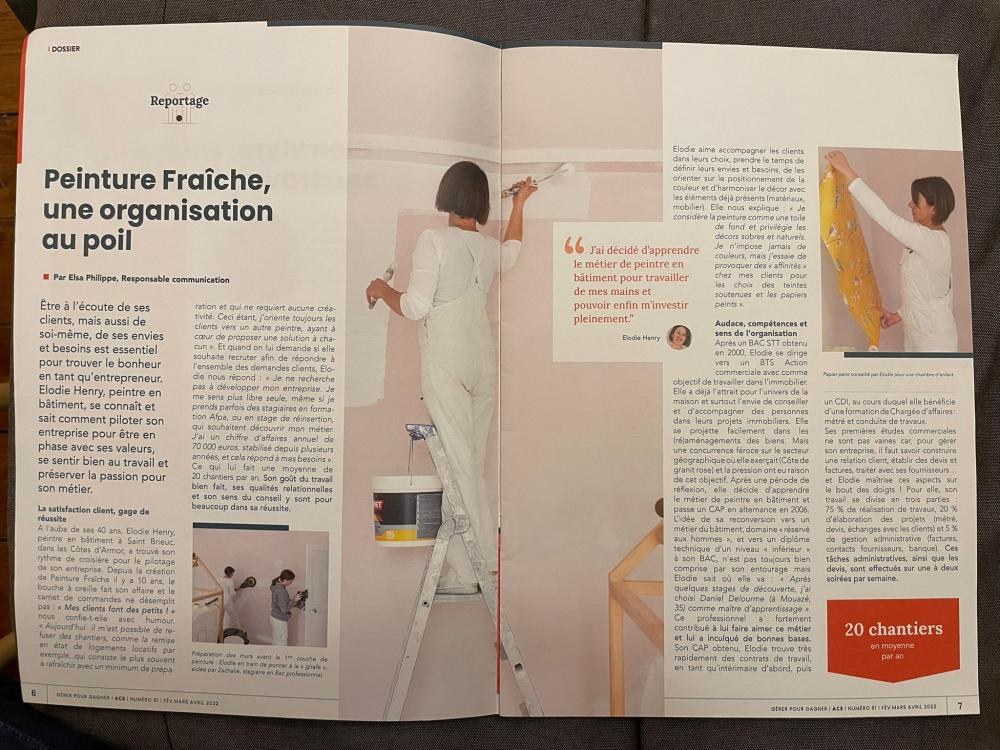 Article « Peinture Fraîche, une organisation au poil », pour le magazine Gérer pour gagner